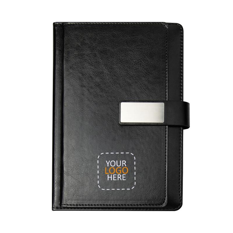 Black -Premium Quality Soft Thermal PU Notebook With Card Slots With Logo